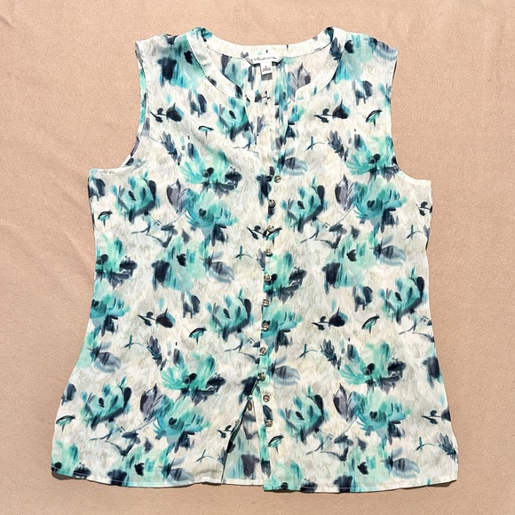 Croft & barrow Large business casual sleeveless button down blouse work attire i - Picture 1 of 4